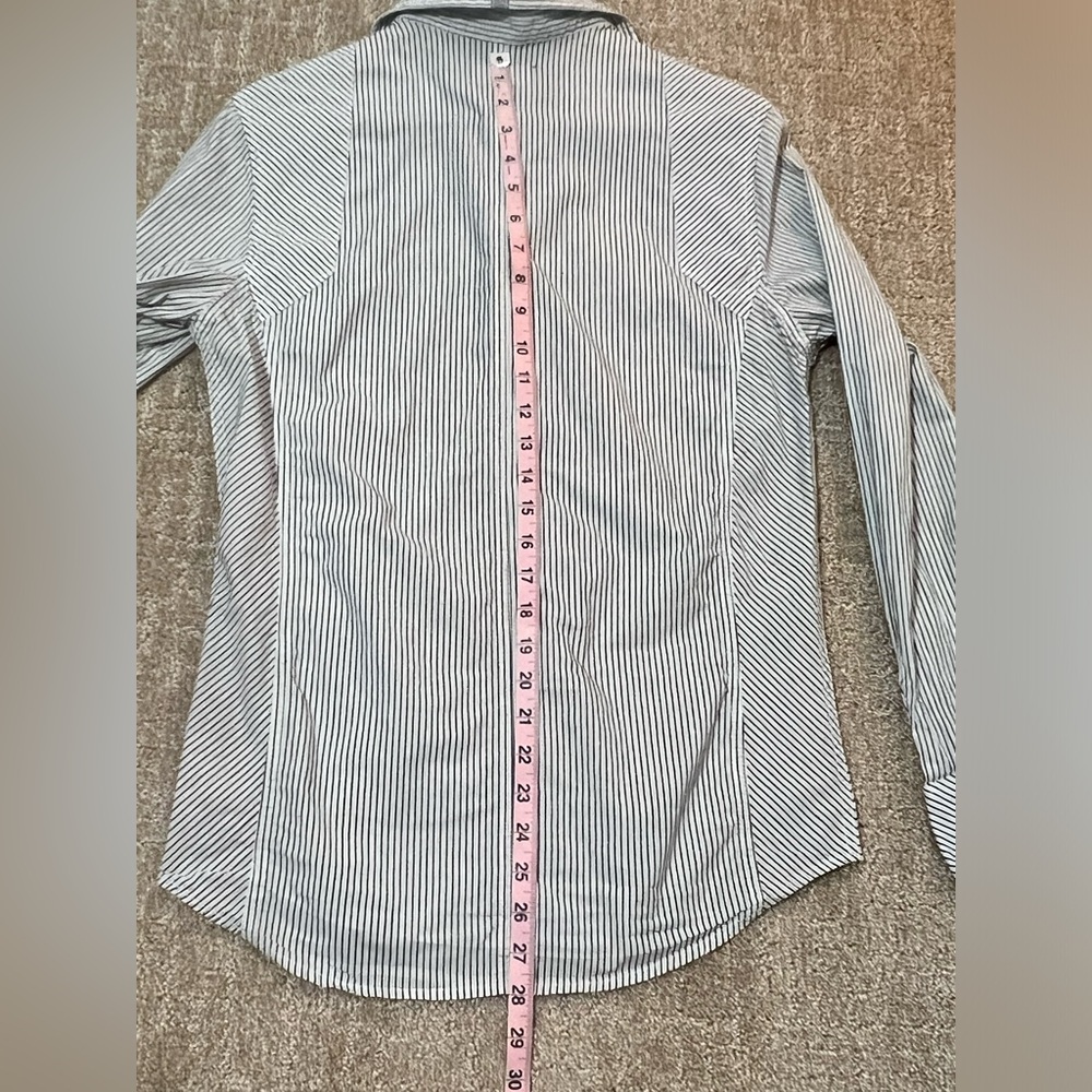 Buckle Black Shirt Men S Small Regular Fit White Blue Stripe Long Sleeve - Picture 6 of 9